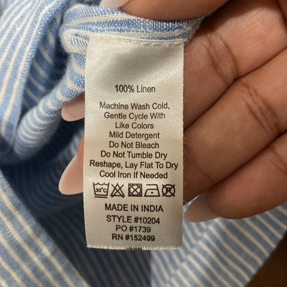 NWT Amour Vert Women's Tobie Linen Nautical Yacht Blue Striped Casual Blazer XS - Picture 7 of 7